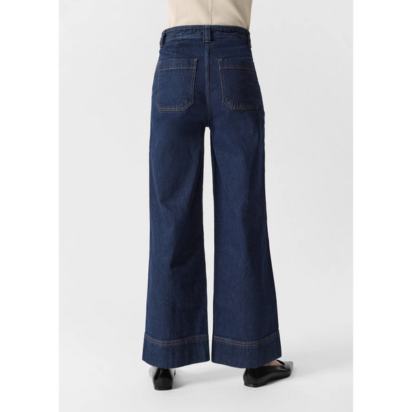 Dark Blue Wide Leg High Waist Jeans | Montivo Pakistan