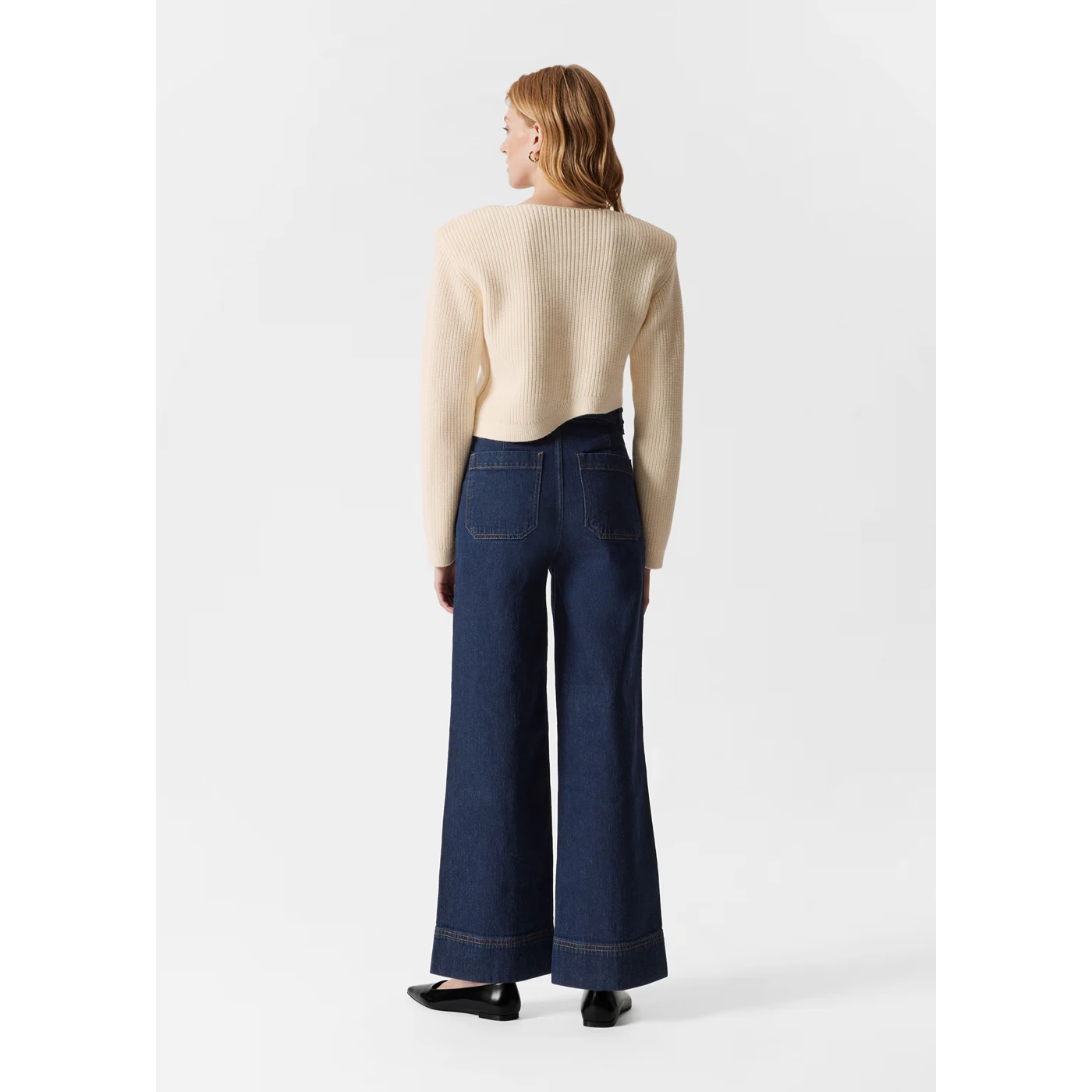 Dark Blue Wide Leg High Waist Jeans | Montivo Pakistan