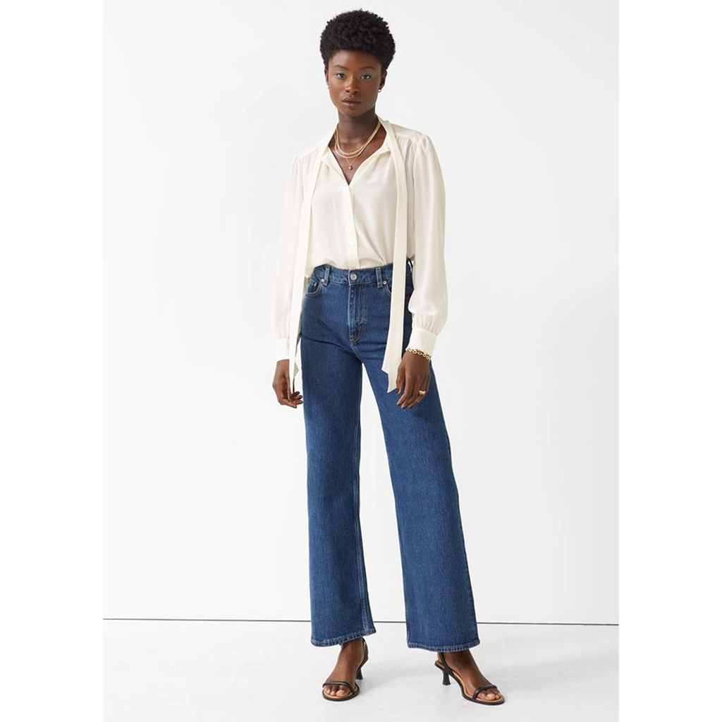 Blue Wide Leg Cropped Jeans | Montivo Pakistan