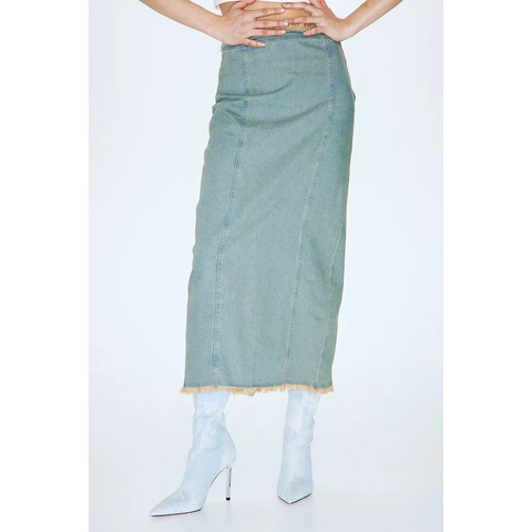 Vintage Blue Raw Edge Denim Skirt | Montivo Pakistan