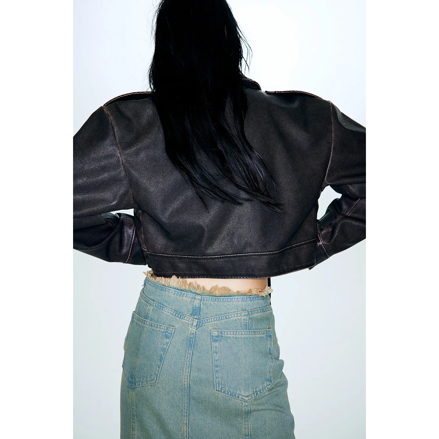 Vintage Blue Raw Edge Denim Skirt | Montivo Pakistan