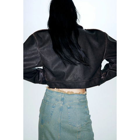 Vintage Blue Raw Edge Denim Skirt | Montivo Pakistan