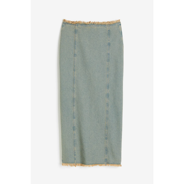 Vintage Blue Raw Edge Denim Skirt | Montivo Pakistan