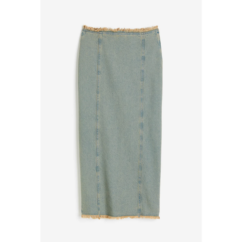 Vintage Blue Raw Edge Denim Skirt | Montivo Pakistan