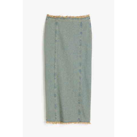 Vintage Blue Raw Edge Denim Skirt | Montivo Pakistan