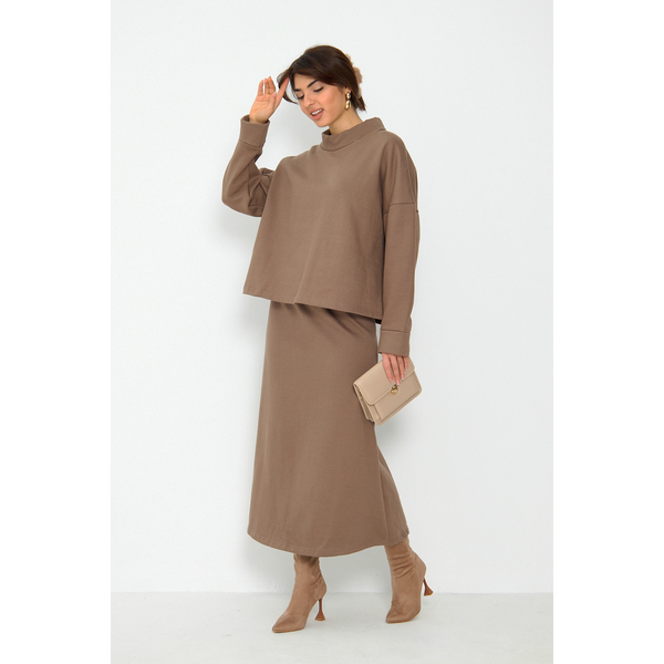 Coffee Skirt and Top Matching Set | Montivo Pakistan