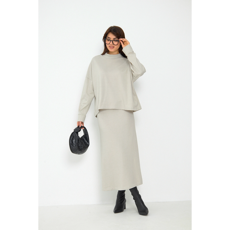 Beige Skirt and Top Matching Set | Montivo Pakistan