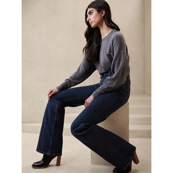 Dark Blue Relaxed Flare Jeans | Montivo Pakistan