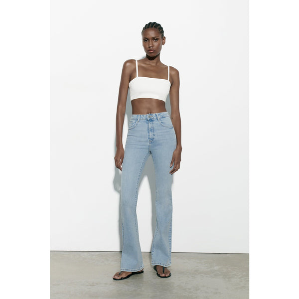 Light Blue Long Flare Jeans | Montivo Pakistan