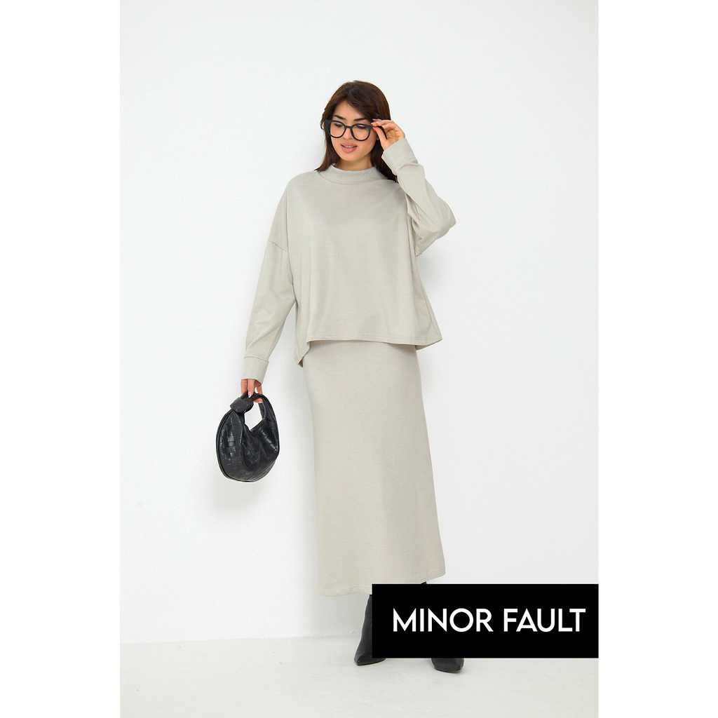 (Minor Fault) Beige Skirt and Top Matching Set | Montivo Pakistan