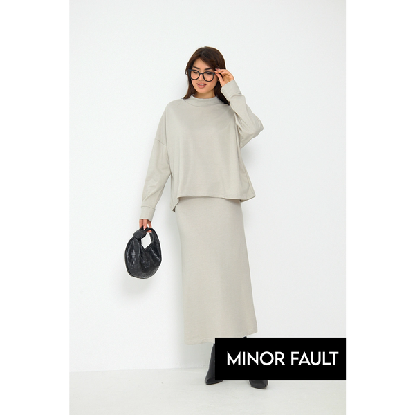 (Minor Fault) Beige Skirt and Top Matching Set | Montivo Pakistan