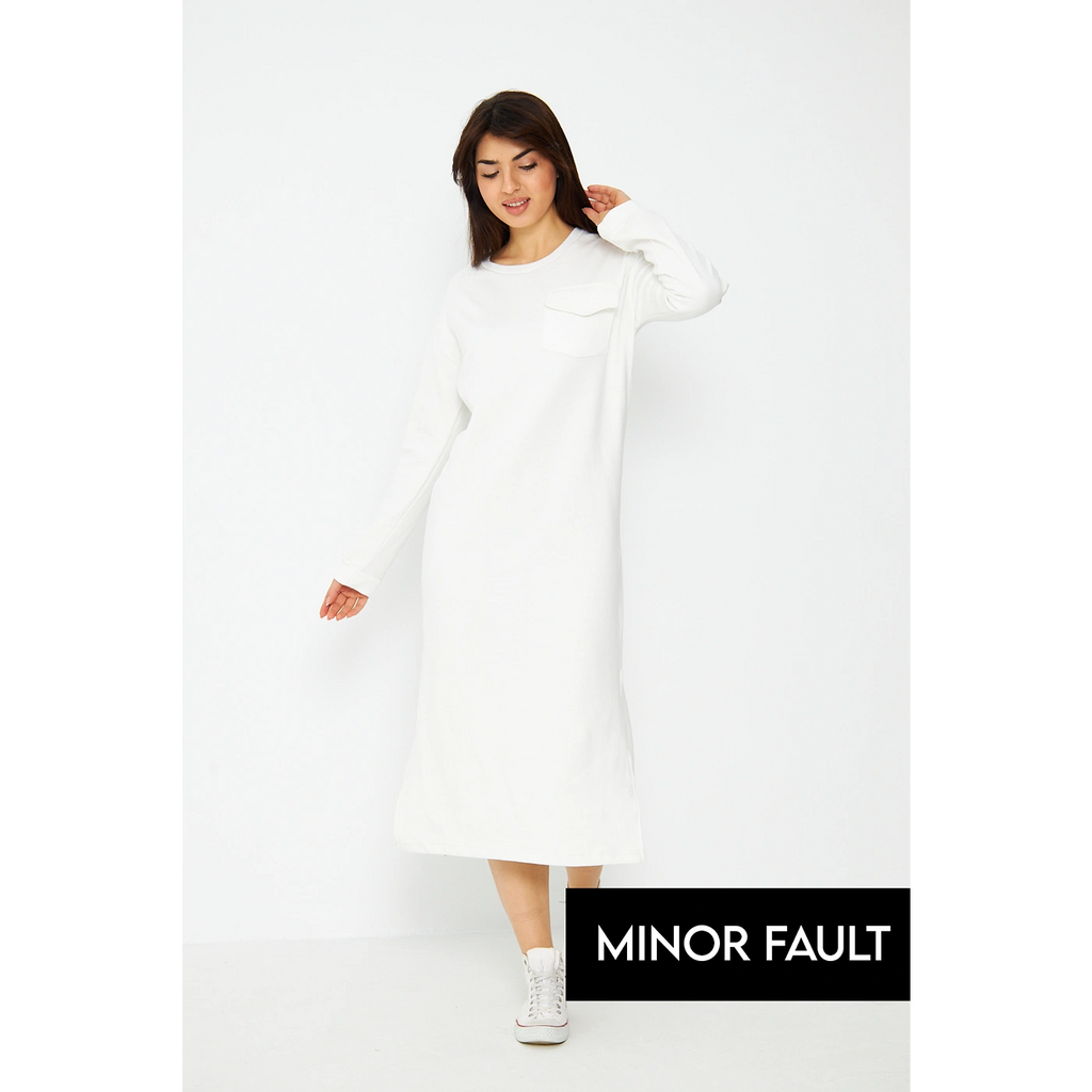 (Minor Fault) White Long Maxi Dress | Montivo Pakistan