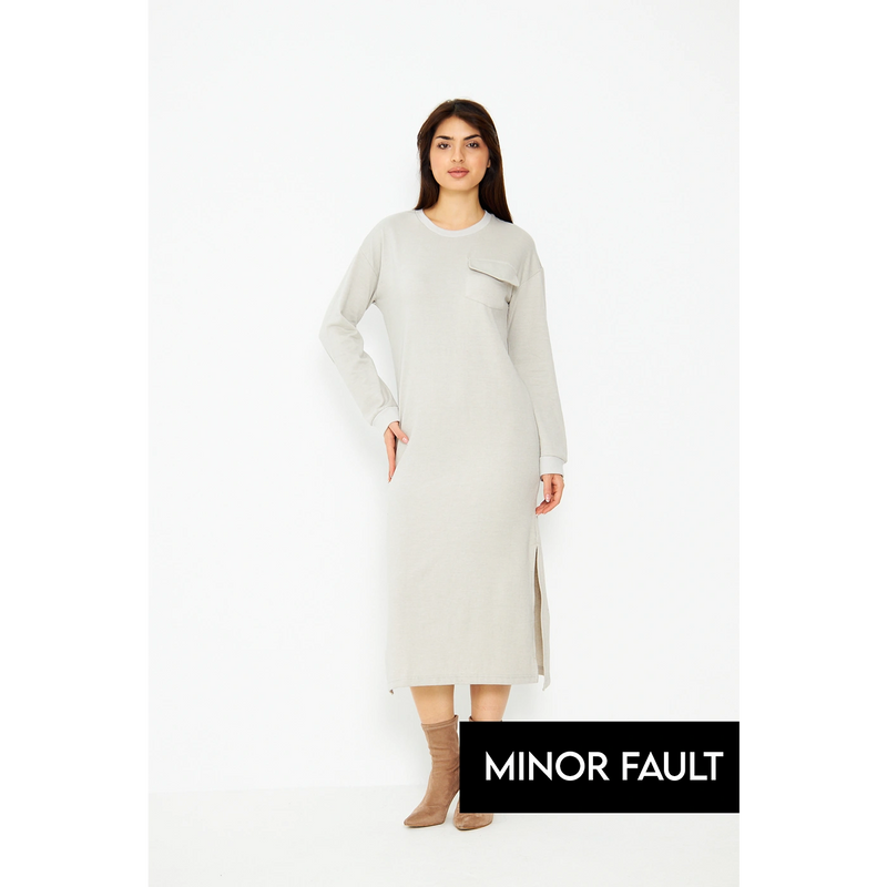 (Minor Fault) Beige Long Maxi Dress | Montivo Pakistan