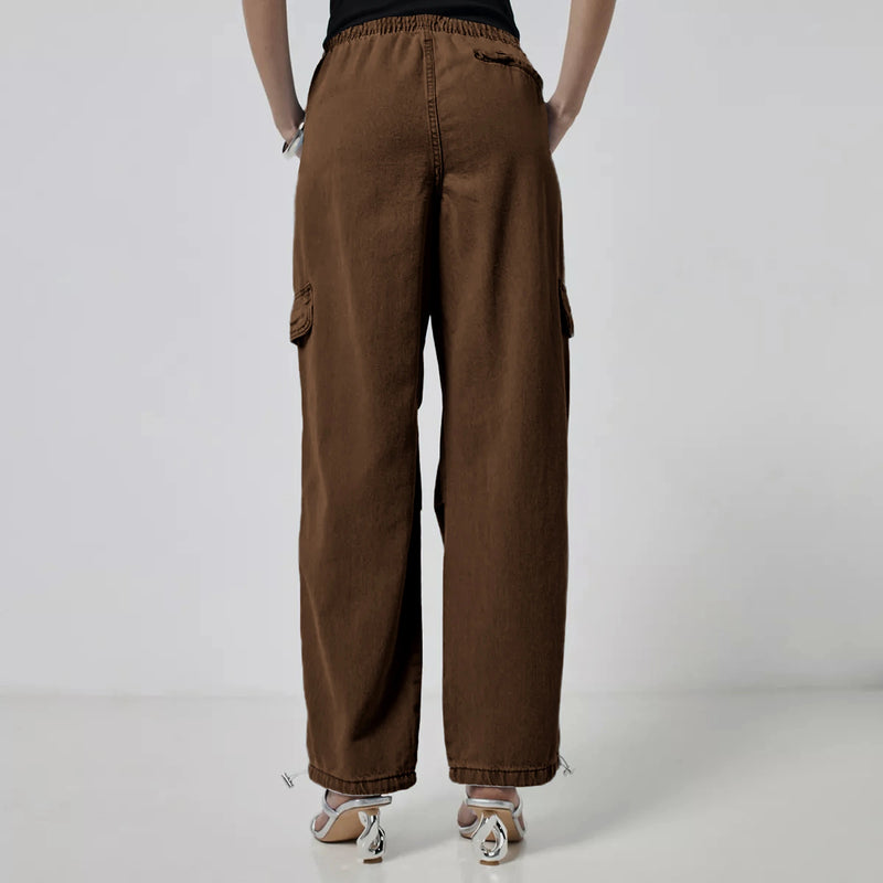 Dark Brown Wide Leg Cargo Jeans | Montivo Pakistan