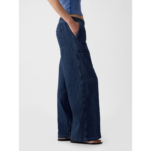 Blue High Waisted Wide Leg Utility Easy Jeans | Montivo Pakistan