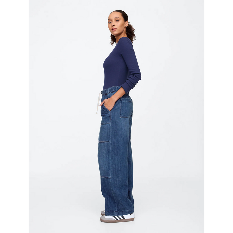 High Rise Seamed Wide-Leg Pull-On Jeans | Montivo Pakistan