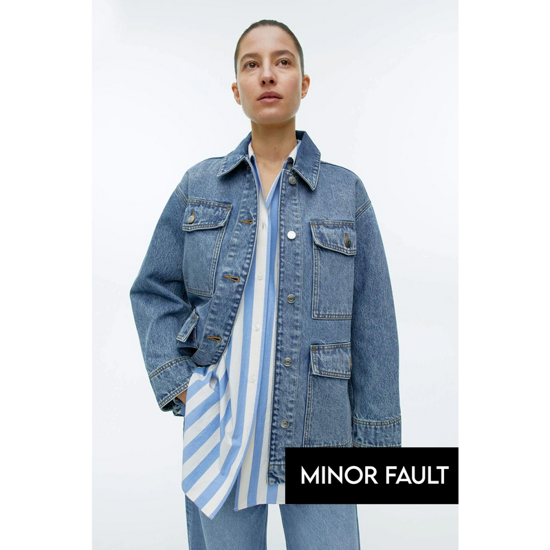 (Minor Fault) Blue Washed Oversized Denim Jacket | Montivo Pakistan