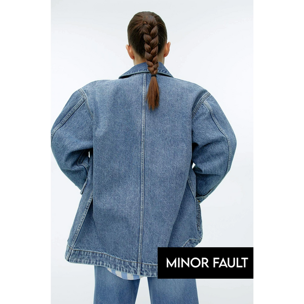 (Minor Fault) Blue Washed Oversized Denim Jacket | Montivo Pakistan