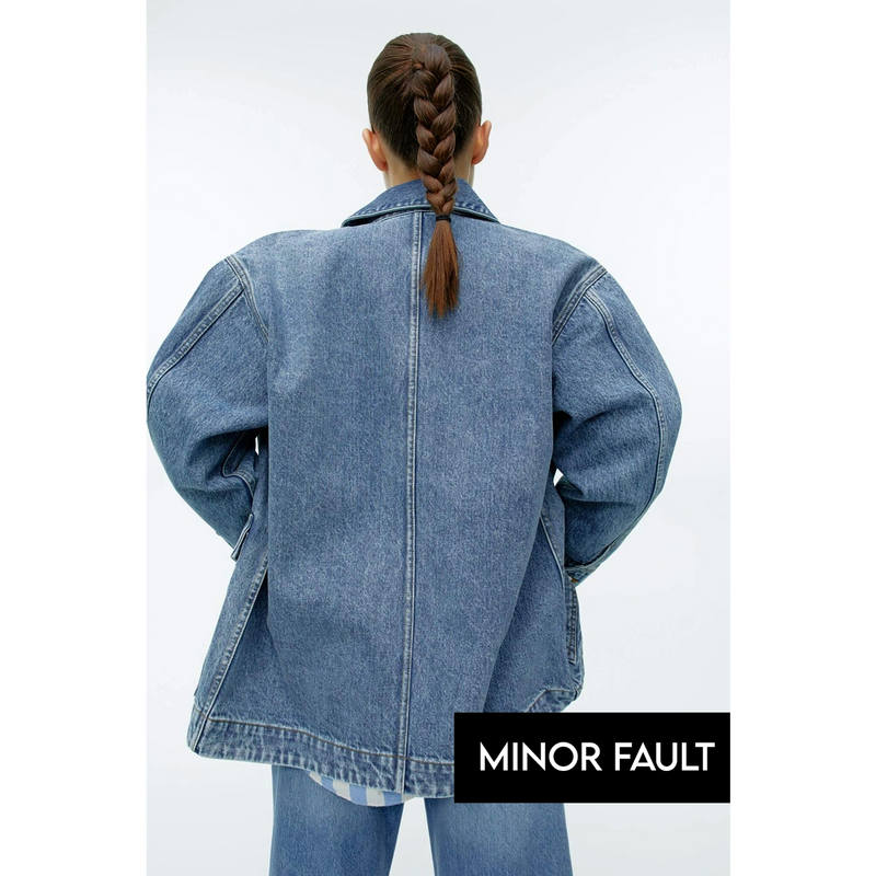 (Minor Fault) Blue Washed Oversized Denim Jacket | Montivo Pakistan