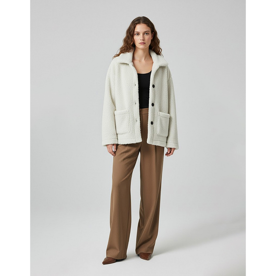 White Teddy Coat Jacket | Montivo Pakistan