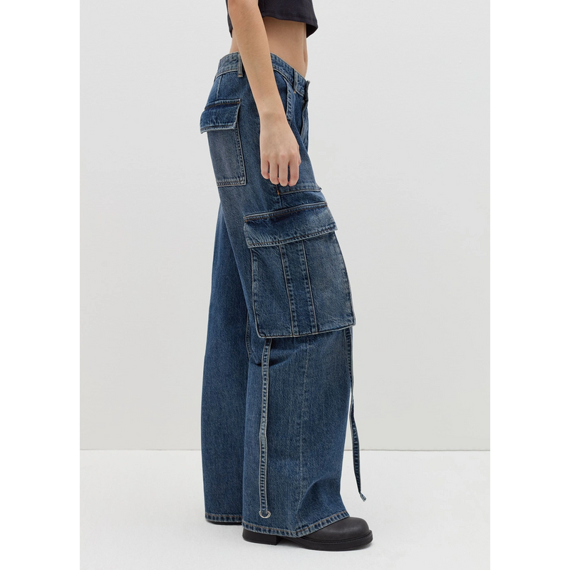 Vitange Blue Acid Wash Cargo Jeans | Montivo Pakistan