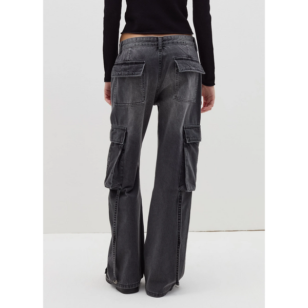 Graphite Grey Acid Wash Cargo Jeans | Montivo Pakistan