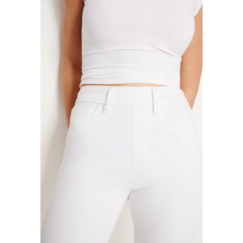 White Pull On Power Stretch Flare Jeans | Montivo Pakistan