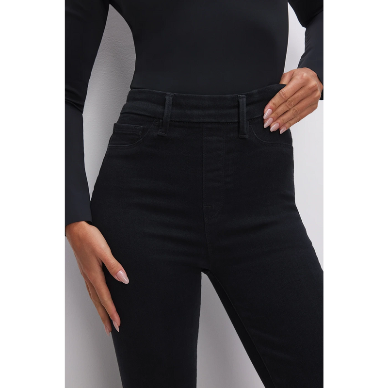 Black Pull On Power Stretch Flare Jeans | Montivo Pakistan