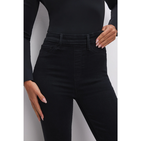 Black Pull On Power Stretch Flare Jeans | Montivo Pakistan