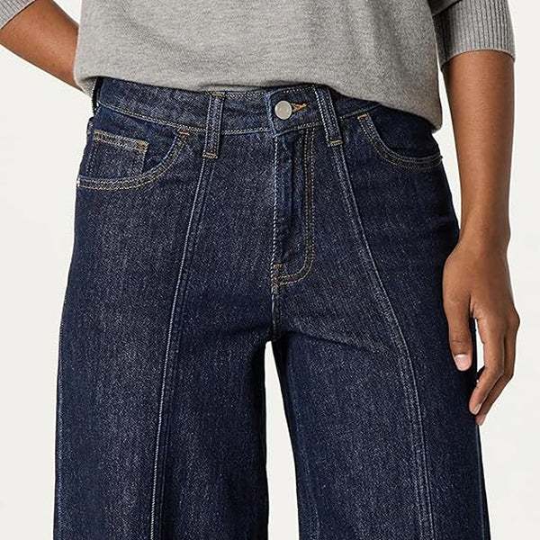 Dark Blue Relaxed Wide Leg Jeans | Montivo Pakistan