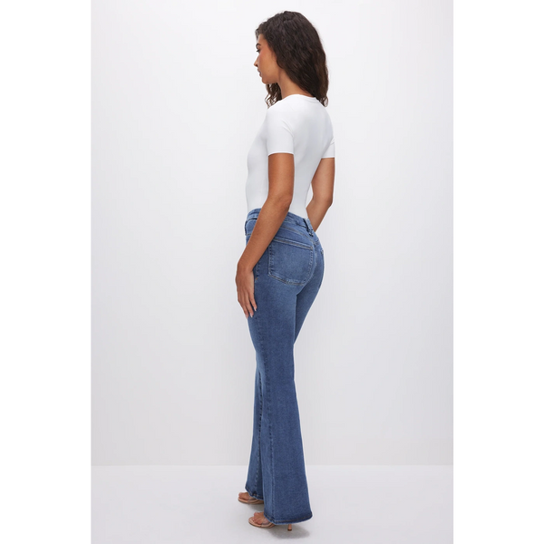 Blue Pull-On High Waist Flare Jeans