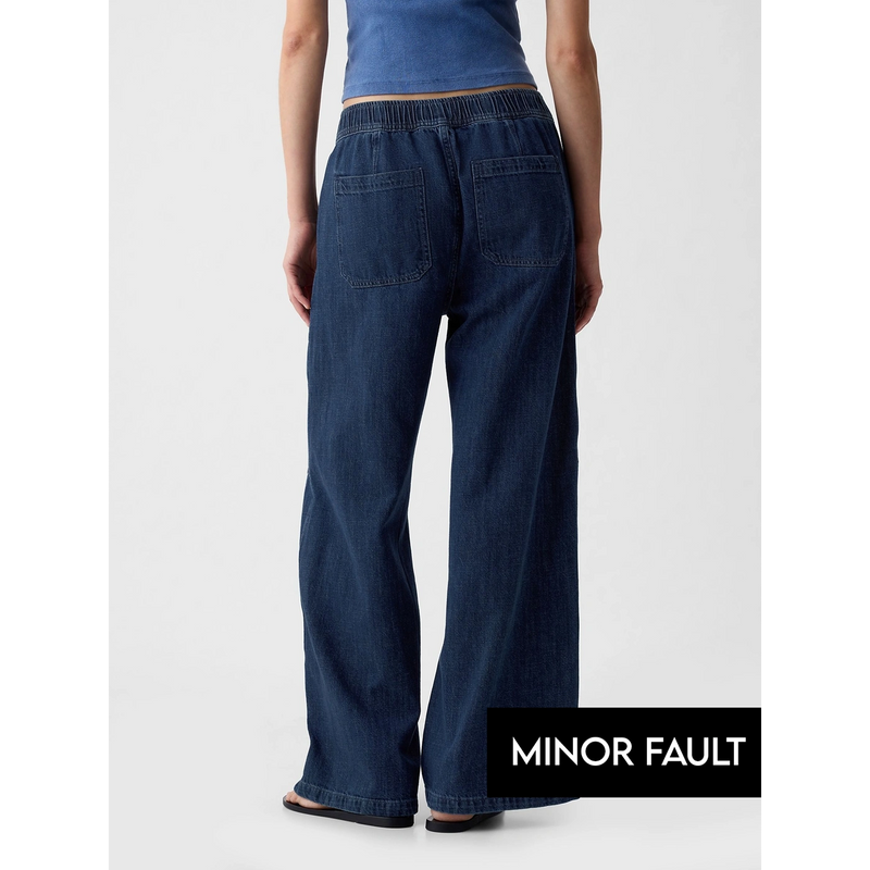 (Minor Fault) Blue High Waisted Wide Leg Utility Easy Jeans | Montivo Pakistan