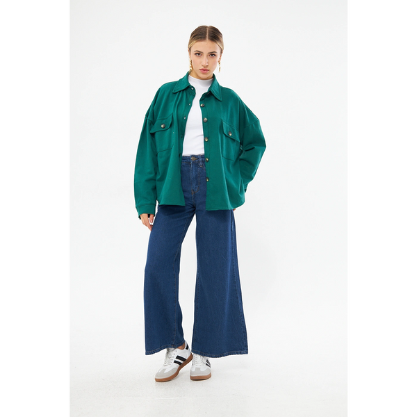 Green Oversized Button Down Shacket | Montivo Pakistan