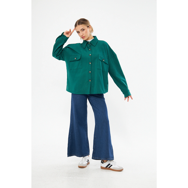 Green Oversized Button Down Shirt | Montivo Pakistan