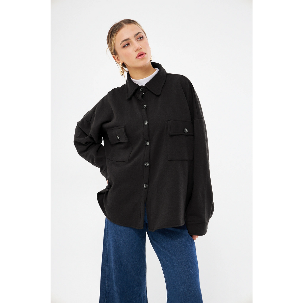 Black Oversized Button Down Shirt | Montivo Pakistan