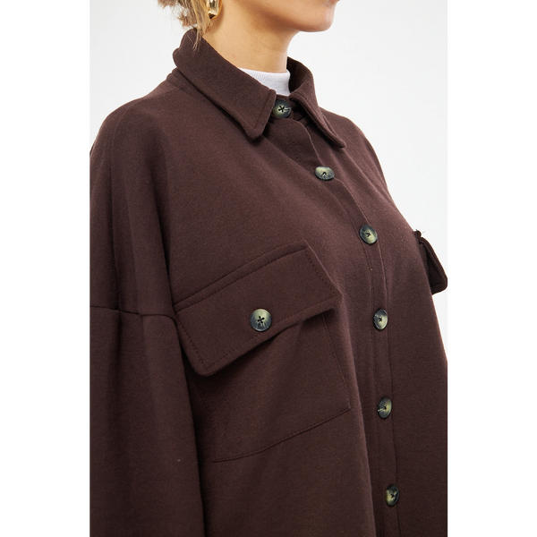 Chocolate Oversized Button Down Shirt | Montivo Pakistan