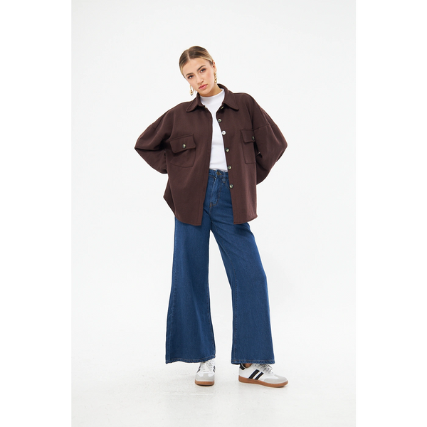 Chocolate Oversized Button Down Shirt | Montivo Pakistan