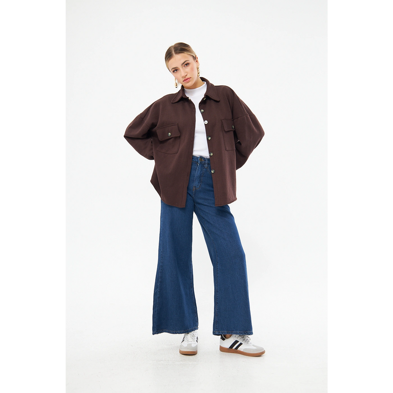 Chocolate Oversized Button Down Shirt | Montivo Pakistan