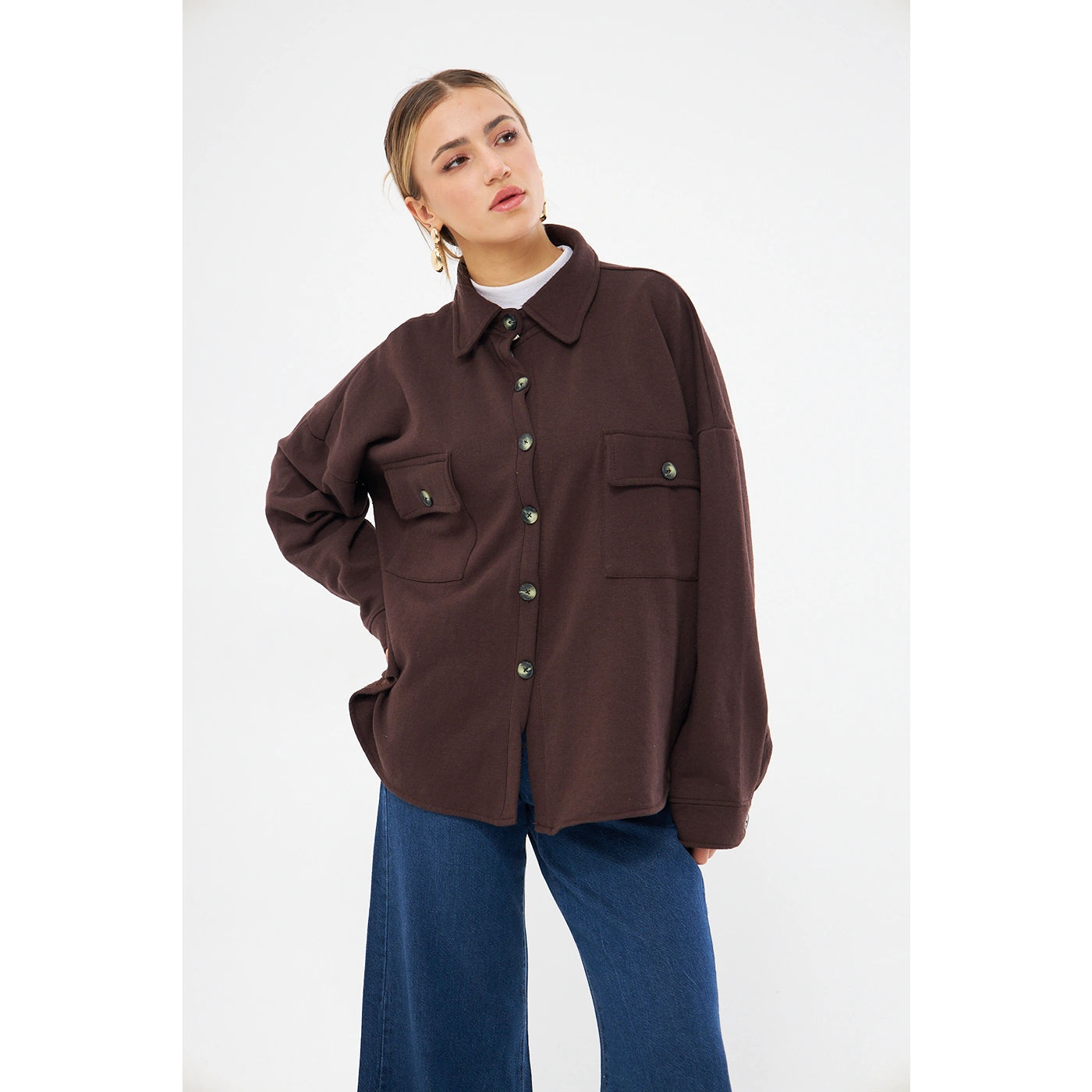 Chocolate Oversized Button Down Shirt | Montivo Pakistan