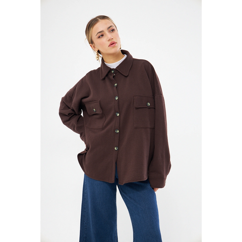 Chocolate Oversized Button Down Shirt | Montivo Pakistan