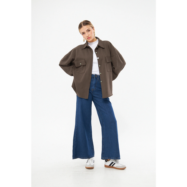 Brown Oversized Button Down Shirt | Montivo Pakistan