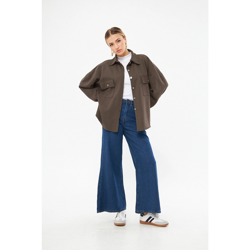 Brown Oversized Button Down Shirt | Montivo Pakistan