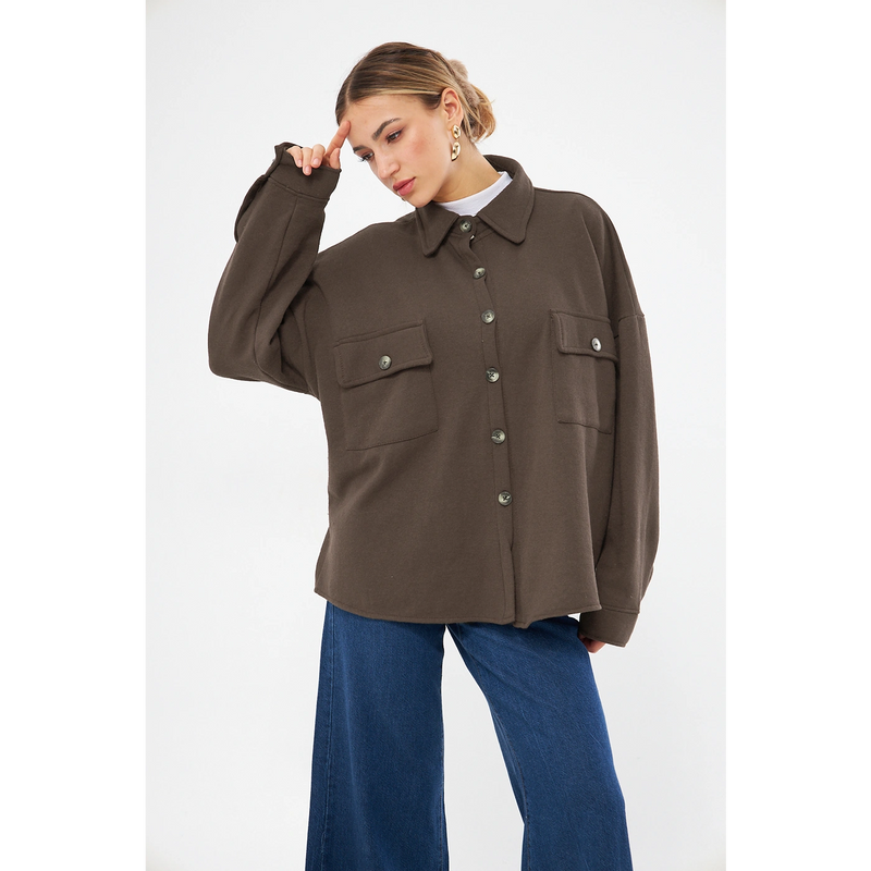 Brown Oversized Button Down Shirt | Montivo Pakistan