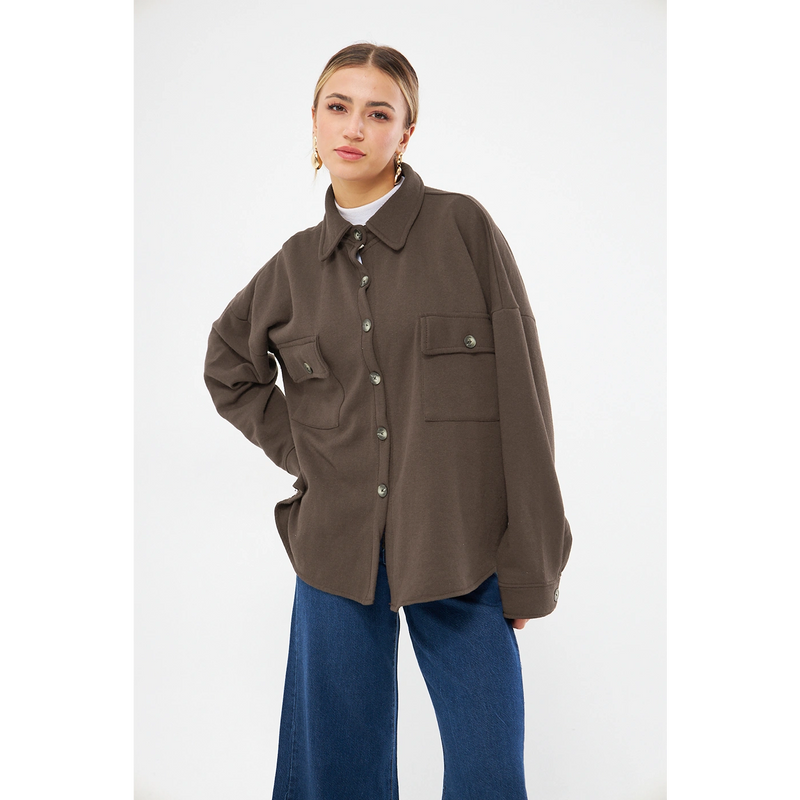 Brown Oversized Button Down Shirt | Montivo Pakistan