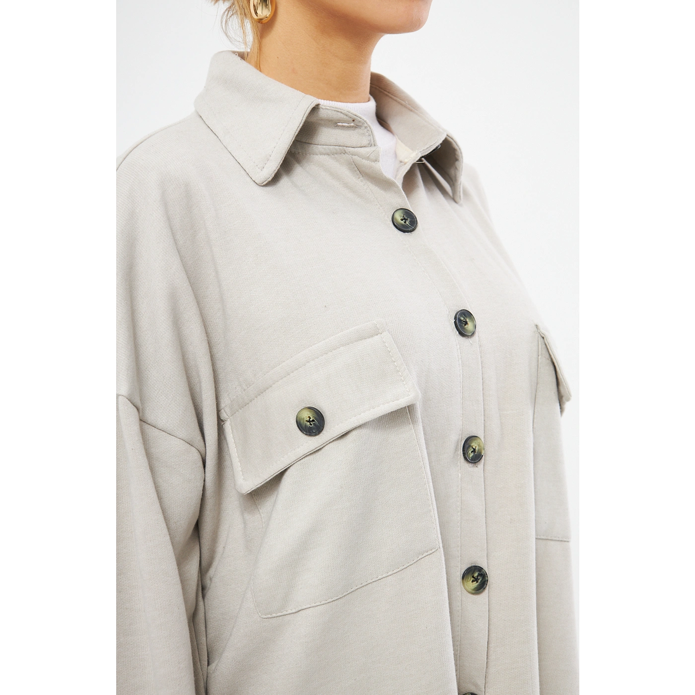 Beige Oversized Button Down Shirt | Montivo Pakistan