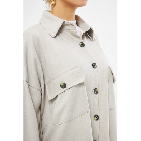 Beige Oversized Button Down Shirt | Montivo Pakistan