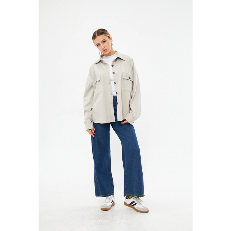 Beige Oversized Button Down Shirt | Montivo Pakistan