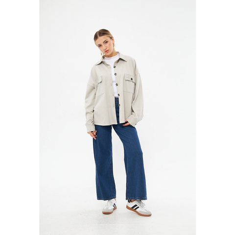 Beige Oversized Button Down Shirt | Montivo Pakistan