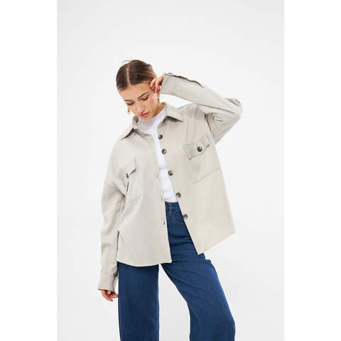 Beige Oversized Button Down Shirt | Montivo Pakistan
