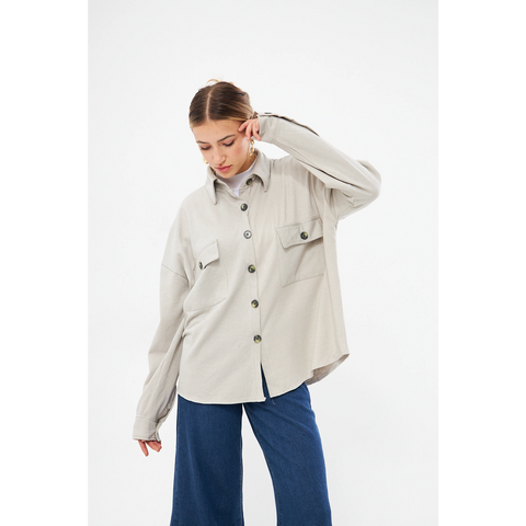 Beige Oversized Button Down Shirt | Montivo Pakistan